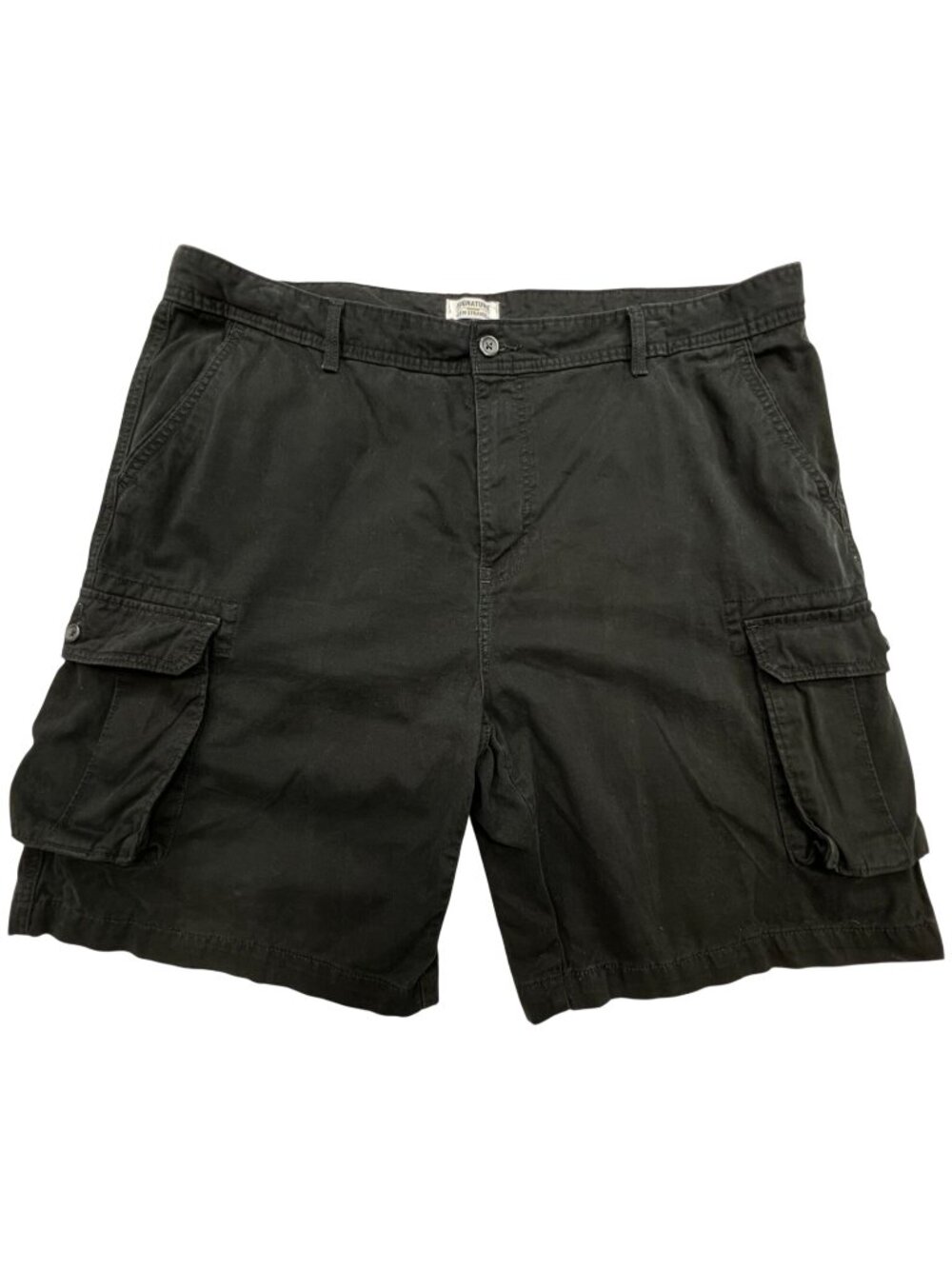 Levis Strauss Signature Men's Cargo Shorts Flat Front Size W44 Black Pockets